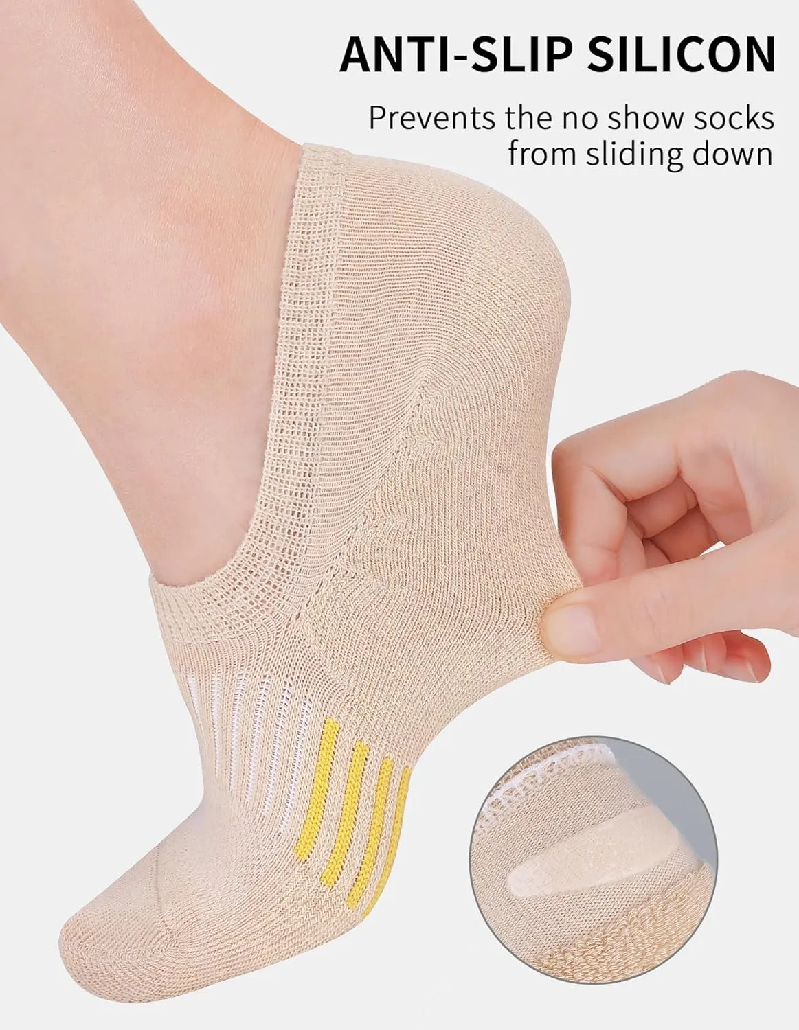 Airacker No Show Socks Womens Athletic Cushioned Low Cut Sports Running Ankle Socks for Women 6 Pairs