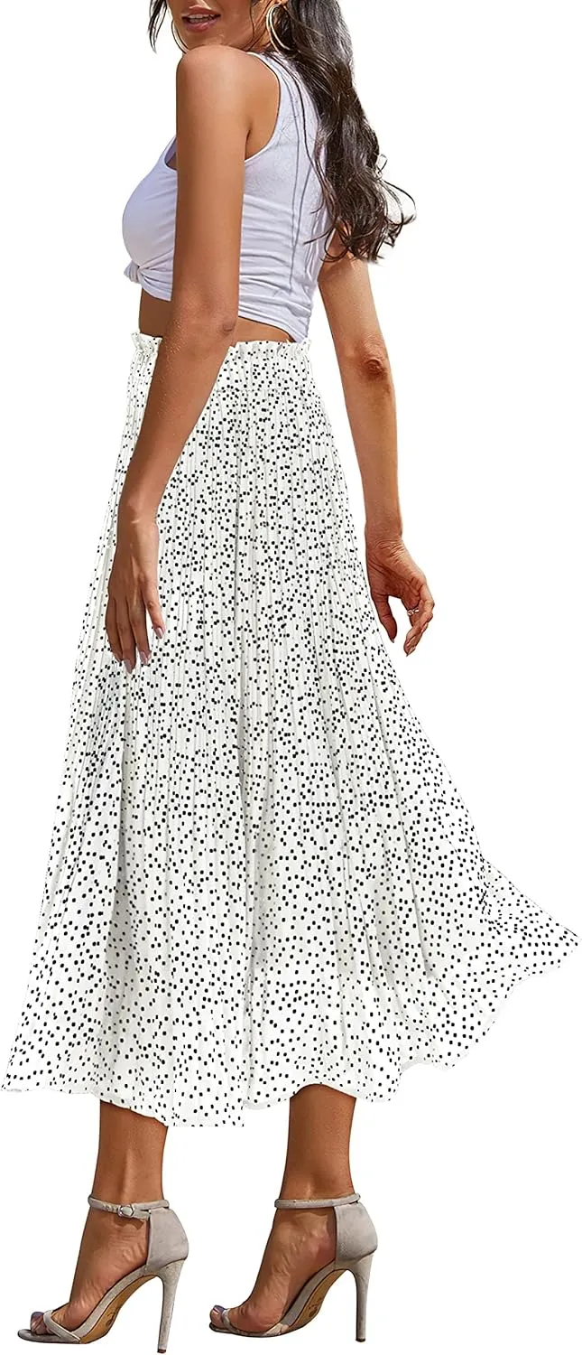 Amoretu Women Summer Skirt Boho Skirt A Line Midi Flowy Skirt