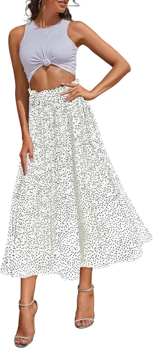 Amoretu Women Summer Skirt Boho Skirt A Line Midi Flowy Skirt