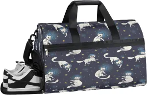 Animal Cat Pattern Sports Gym Bag with Wet Pocket & Shoes Compartment Waterproof Workout Duffel Bag for Women and Men Weekender Overnight Duffle Bag Travel Carry-on Tote