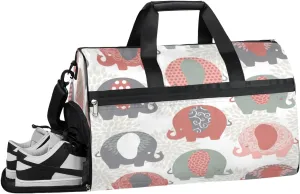 Animal Cute Elephant Sports Gym Bag with Wet Pocket & Shoes Compartment Waterproof Workout Duffel Bag for Women and Men Weekender Overnight Duffle Bag Travel Carry-on Tote