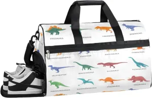 Animal Dino Pattern Sports Gym Bag with Wet Pocket & Shoes Compartment Waterproof Workout Duffel Bag for Women and Men Weekender Overnight Duffle Bag Travel Carry-on Tote