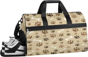 Animal Dog Paw Prints Sports Gym Bag with Wet Pocket & Shoes Compartment Waterproof Workout Duffel Bag for Women and Men Weekender Overnight Duffle Bag Travel Carry-on Tote