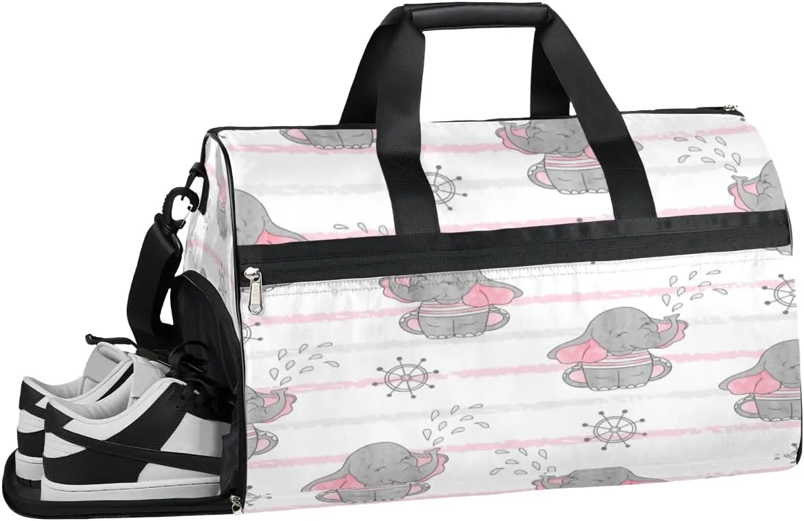 Animal Elephant Print Sports Gym Bag with Wet Pocket & Shoes Compartment Waterproof Workout Duffel Bag for Women and Men Weekender Overnight Duffle Bag Travel Carry-on Tote