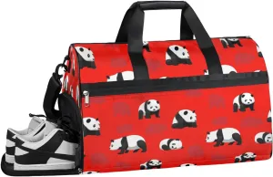 Animal Panda Sports Gym Bag with Wet Pocket & Shoes Compartment Waterproof Workout Duffel Bag for Women and Men Weekender Overnight Duffle Bag Travel Carry-on Tote