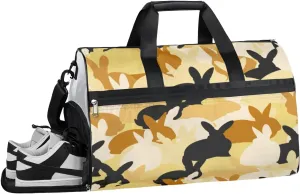 Animal Rabbits Sports Gym Bag with Wet Pocket & Shoes Compartment Waterproof Workout Duffel Bag for Women and Men Weekender Overnight Duffle Bag Travel Carry-on Tote