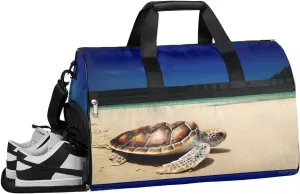 Animal Sea Turtle Beach Sports Gym Bag with Wet Pocket & Shoes Compartment Waterproof Workout Duffel Bag for Women and Men Weekender Overnight Duffle Bag Travel Carry-on Tote