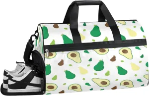 Avocado Fruit Sports Gym Bag with Wet Pocket & Shoes Compartment Waterproof Workout Duffel Bag for Women and Men Weekender Overnight Duffle Bag Travel Carry-on Tote