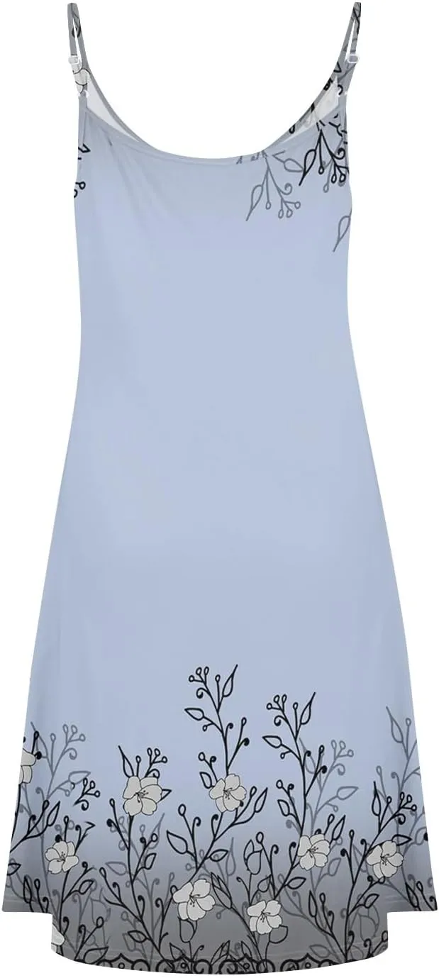 Azeralia Women Summer Casual Dresses Sleeveless Tank Sundress Flowy Swing Mini Beach Vacation Dress Cami A Line Skirt
