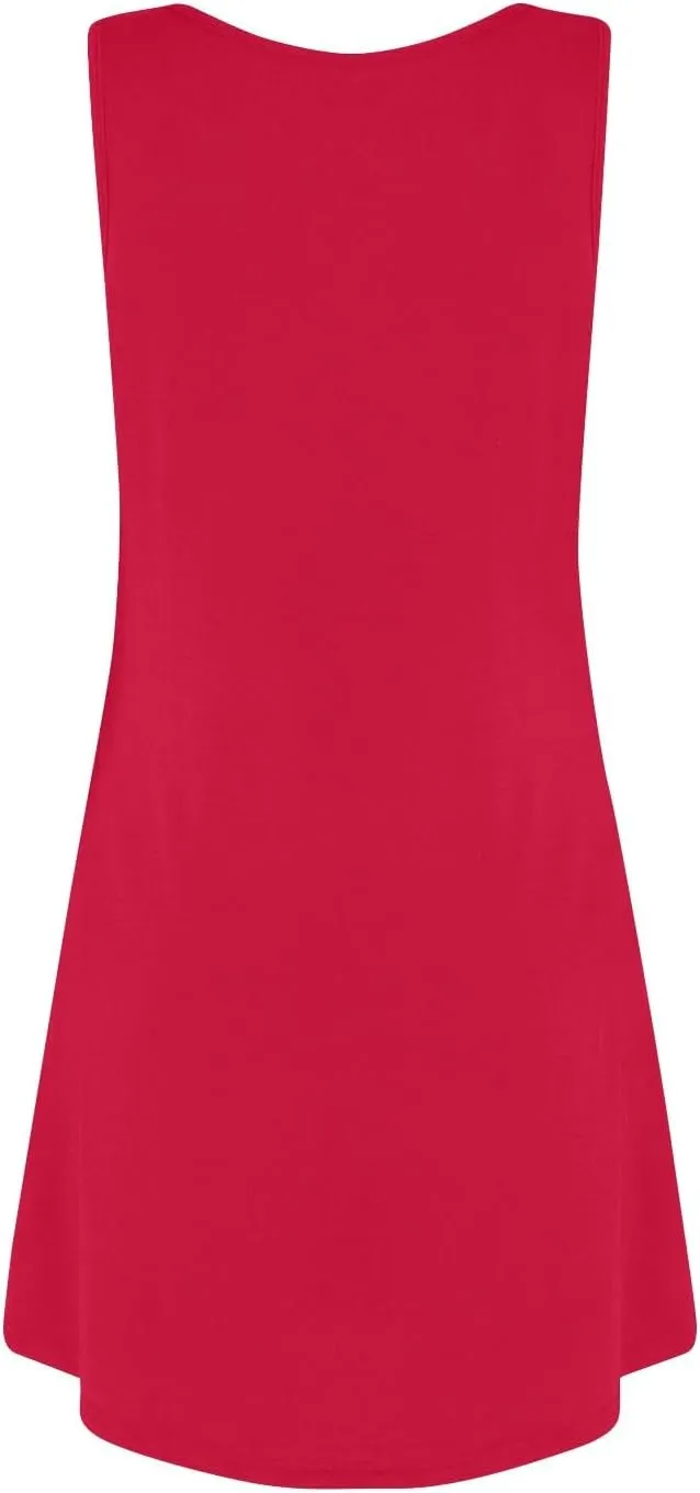 Azeralia Womens Summer Dresses 2025 Sleeveless Casual A-Line Swing Mini Dress Sundress Casual T-Shirt Dress Beach Sundress