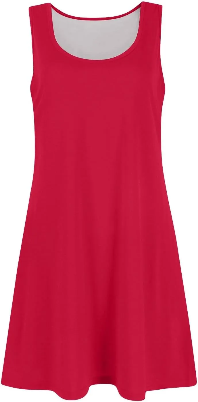Azeralia Womens Summer Dresses 2025 Sleeveless Casual A-Line Swing Mini Dress Sundress Casual T-Shirt Dress Beach Sundress