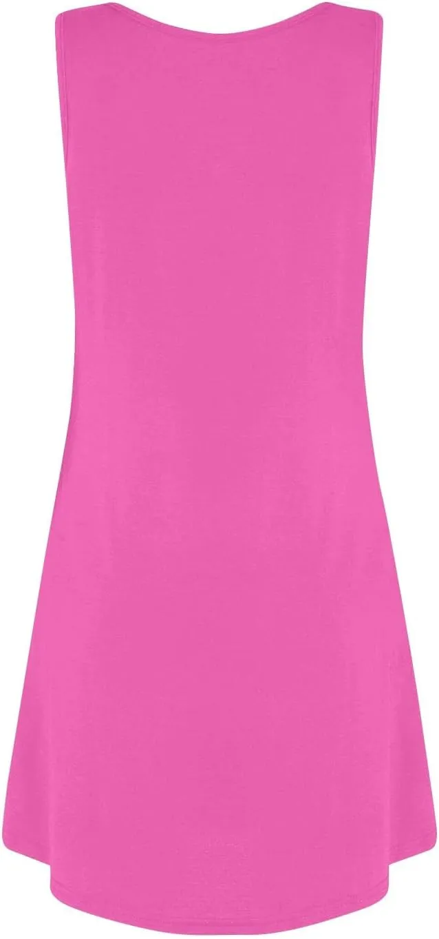 Azeralia Womens Summer Dresses 2025 Sleeveless Casual A-Line Swing Mini Dress Sundress Casual T-Shirt Dress Beach Sundress