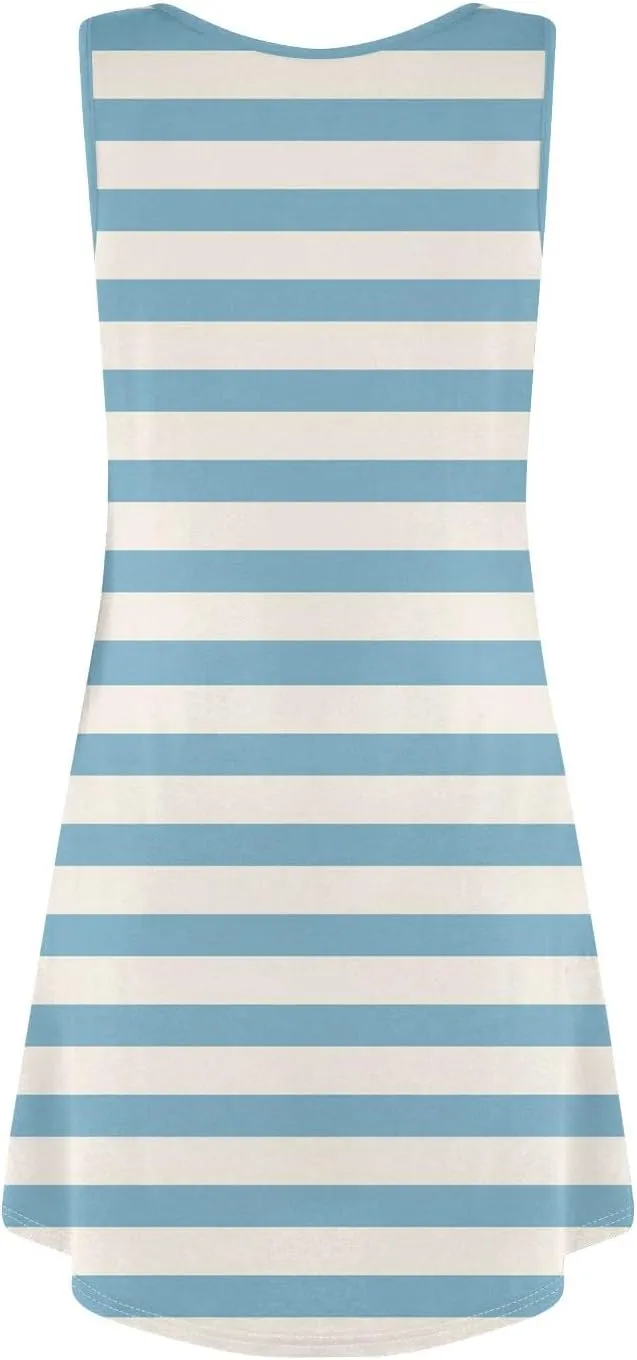 Azeralia Women's Summer Sleeveless Mini Dresses Crewneck A Line Elegant Tank Dress Summer Beach Casual Tank Dresses
