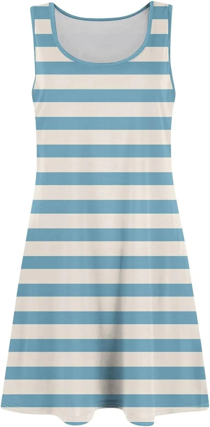 Azeralia Women's Summer Sleeveless Mini Dresses Crewneck A Line Elegant Tank Dress Summer Beach Casual Tank Dresses