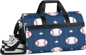 Baseballs Pattern Sports Gym Bag with Wet Pocket & Shoes Compartment Waterproof Workout Duffel Bag for Women and Men Weekender Overnight Duffle Bag Travel Carry-on Tote