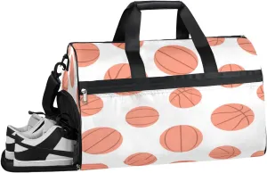Basketball Print Sports Gym Bag with Wet Pocket & Shoes Compartment Waterproof Workout Duffel Bag for Women and Men Weekender Overnight Duffle Bag Travel Carry-on Tote