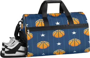 Basketball Stars Sports Gym Bag with Wet Pocket & Shoes Compartment Waterproof Workout Duffel Bag for Women and Men Weekender Overnight Duffle Bag Travel Carry-on Tote