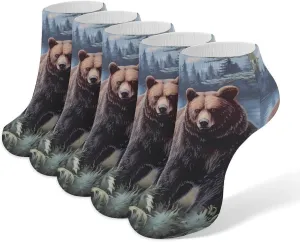Bear Forests 5 Pairs Low Cut Ankle Socks for Men Women Athletic Running Socks No Show Breathable