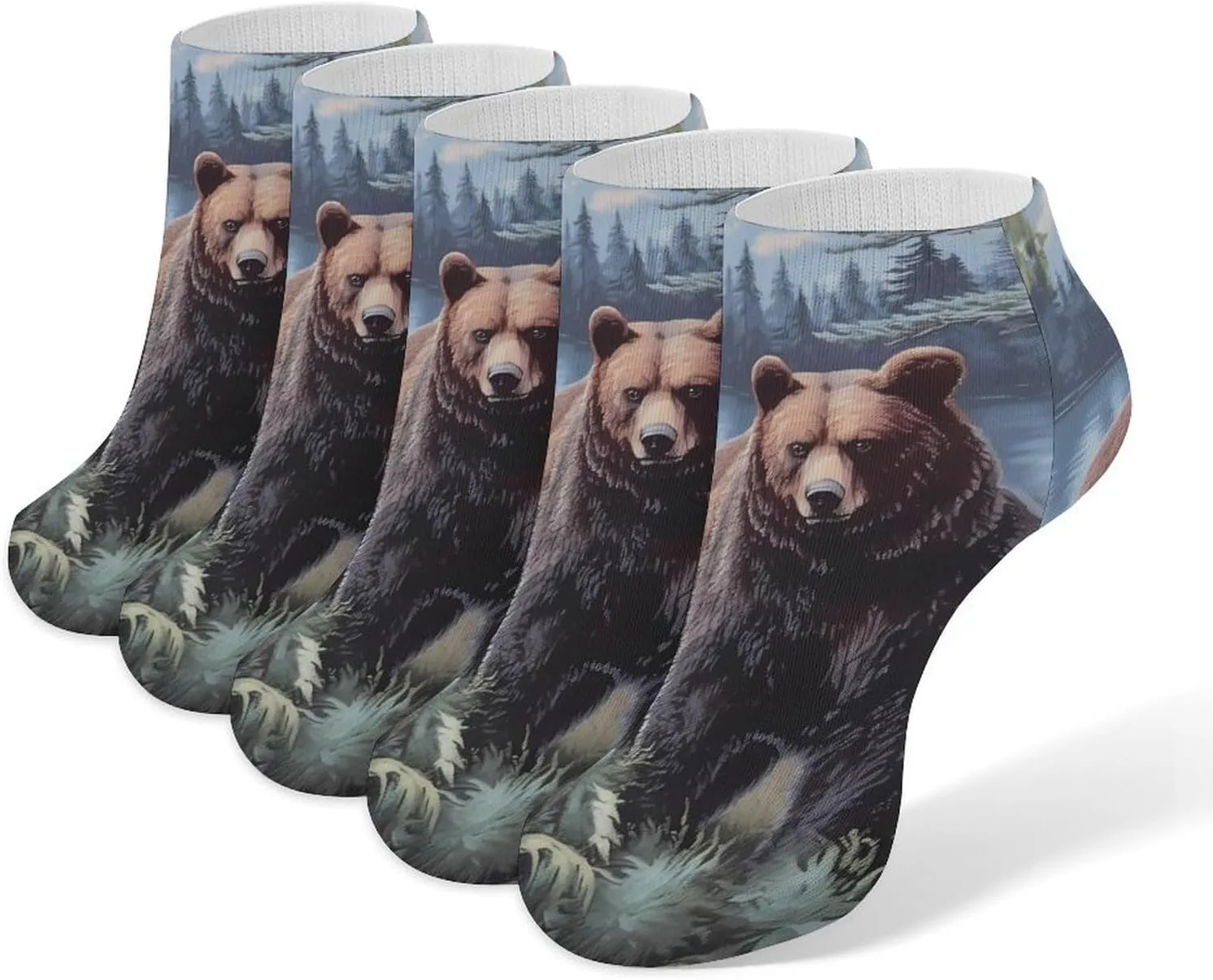 Bear Forests 5 Pairs Low Cut Ankle Socks for Men Women Athletic Running Socks No Show Breathable