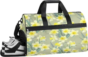 Beautiful Daffodil Sports Gym Bag with Wet Pocket & Shoes Compartment Waterproof Workout Duffel Bag for Women and Men Weekender Overnight Duffle Bag Travel Carry-on Tote