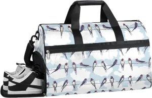 Bird Animal Sports Gym Bag with Wet Pocket & Shoes Compartment Waterproof Workout Duffel Bag for Women and Men Weekender Overnight Duffle Bag Travel Carry-on Tote