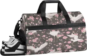 Birds Pattern Sports Gym Bag with Wet Pocket & Shoes Compartment Waterproof Workout Duffel Bag for Women and Men Weekender Overnight Duffle Bag Travel Carry-on Tote