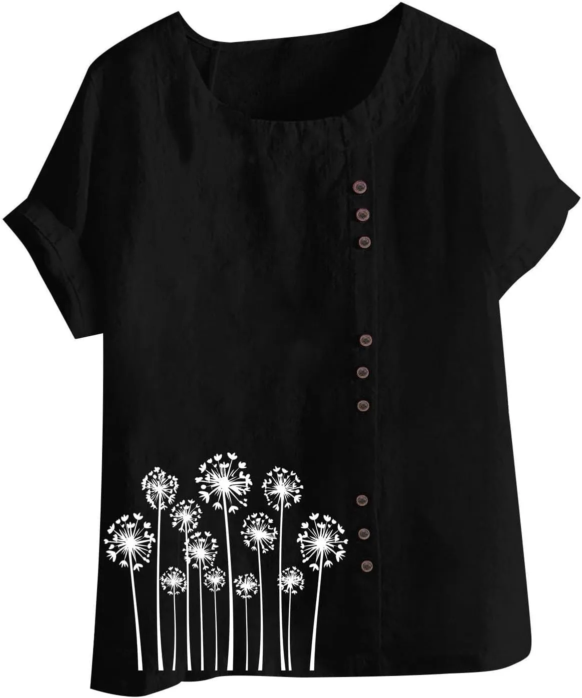 Blouses for Women Dressy Casual Linen Top Fashionable Round Neck Street Style Simple Printed Short Sleeved Shirt Loose