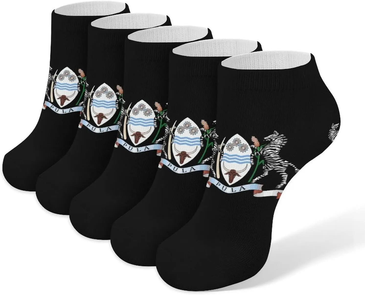 Botswana Coat of Arms 5 Pairs Low Cut Ankle Socks for Men Women Athletic Running Socks No Show Breathable