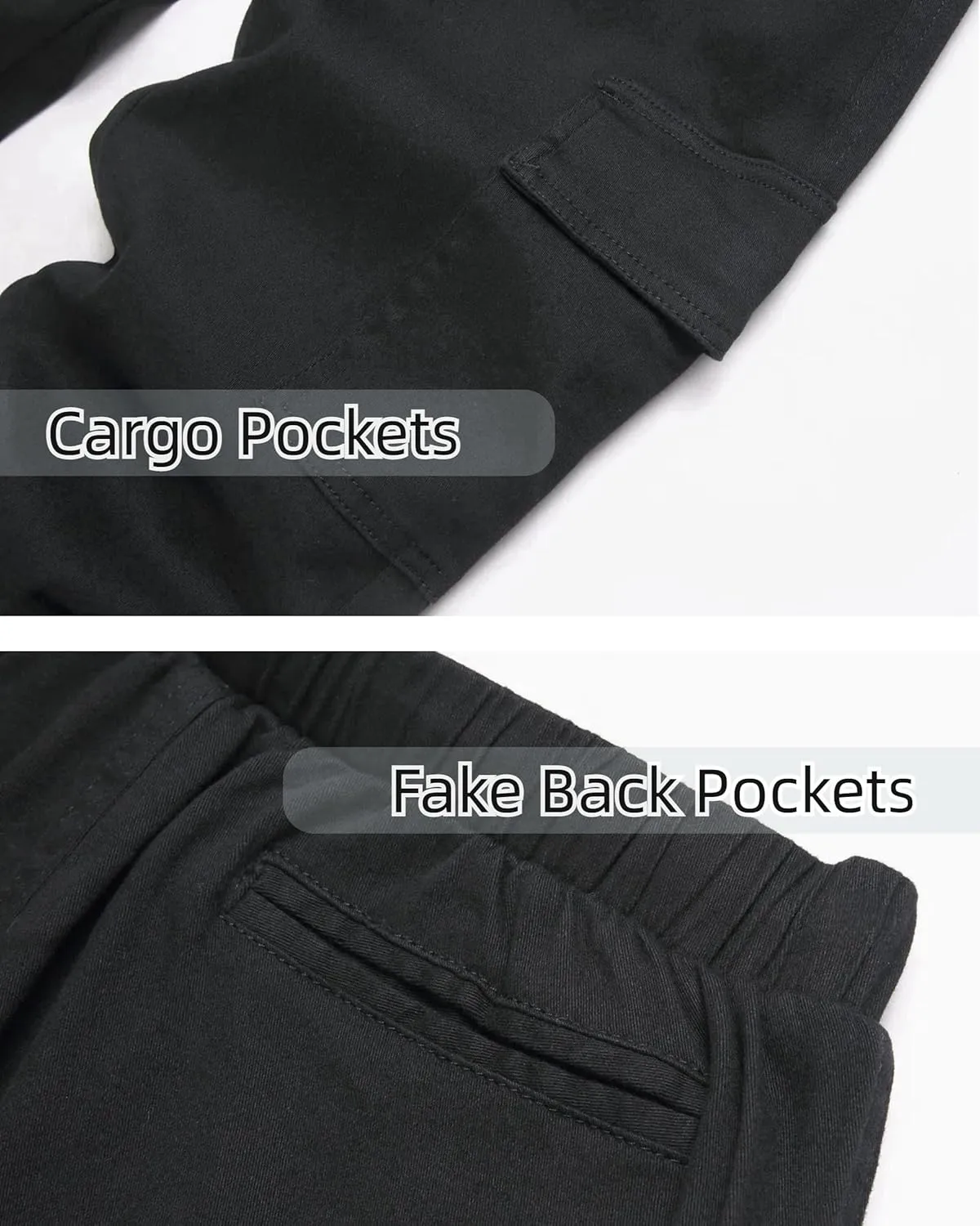 Boy's Cargo Joggers Pants Elastic Waist Casual Drawstring School Outdoor Youth Twill Baggy Pants Size 8-16