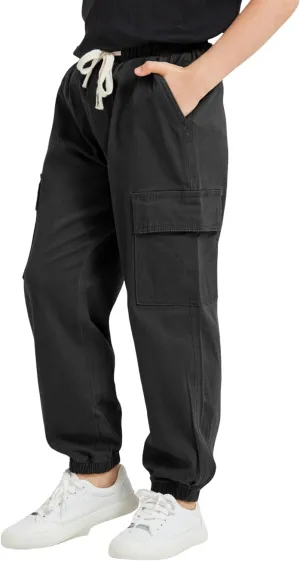 Boy's Cargo Joggers Pants Elastic Waist Casual Drawstring School Outdoor Youth Twill Baggy Pants Size 8-16