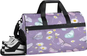Butterfly Pattern Sports Gym Bag with Wet Pocket & Shoes Compartment Waterproof Workout Duffel Bag for Women and Men Weekender Overnight Duffle Bag Travel Carry-on Tote