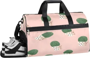 Cactus Heart Plant Sports Gym Bag with Wet Pocket & Shoes Compartment Waterproof Workout Duffel Bag for Women and Men Weekender Overnight Duffle Bag Travel Carry-on Tote