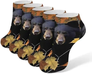 Camouflage Ca-mo Bear 5 Pairs Low Cut Ankle Socks for Men Women Athletic Running Socks No Show Breathable