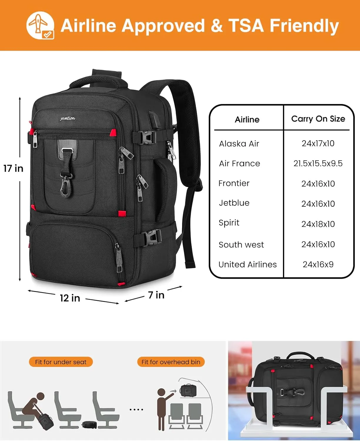 Carry On Backpack for Men with Shoe Compartment,Travel Backpack with Laptop Compartment Airline Approved for Women,Weekender Bag for Workout College Sport Mochila de Viaje