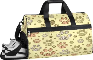 Cat Paw Print Sports Gym Bag with Wet Pocket & Shoes Compartment Waterproof Workout Duffel Bag for Women and Men Weekender Overnight Duffle Bag Travel Carry-on Tote