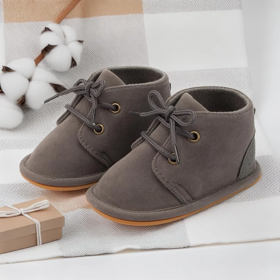 CENCIRILY Baby Booties Newborn Girl Boy shoes Infant Fleece Cozy Fur Lining Winter Warm Ankle Boots Rubber Sole Anti-Slip Prewalker Boots