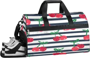 Cherry Fruit Sports Gym Bag with Wet Pocket & Shoes Compartment Waterproof Workout Duffel Bag for Women and Men Weekender Overnight Duffle Bag Travel Carry-on Tote