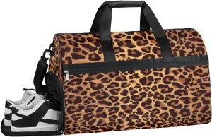 Classic Leopards Sports Gym Bag with Wet Pocket & Shoes Compartment Waterproof Workout Duffel Bag for Women and Men Weekender Overnight Duffle Bag Travel Carry-on Tote