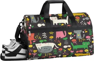 Colorful Cat Sports Gym Bag with Wet Pocket & Shoes Compartment Waterproof Workout Duffel Bag for Women and Men Weekender Overnight Duffle Bag Travel Carry-on Tote