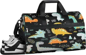 Colorful Dinosaur Prints Sports Gym Bag with Wet Pocket & Shoes Compartment Waterproof Workout Duffel Bag for Women and Men Weekender Overnight Duffle Bag Travel Carry-on Tote