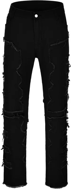 Creative Tassels Decoration Straight Fit Jeans Men Casual Medium Stretch Street Style Denim Pants for Girl Jelly