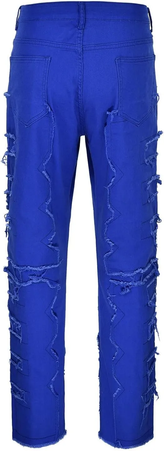 Creative Tassels Decoration Straight Fit Jeans Men Casual Medium Stretch Street Style Denim Pants for Girl Jelly