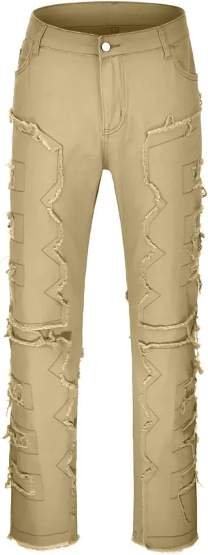 Creative Tassels Decoration Straight Fit Jeans Men Casual Medium Stretch Street Style Denim Pants for Girl Jelly
