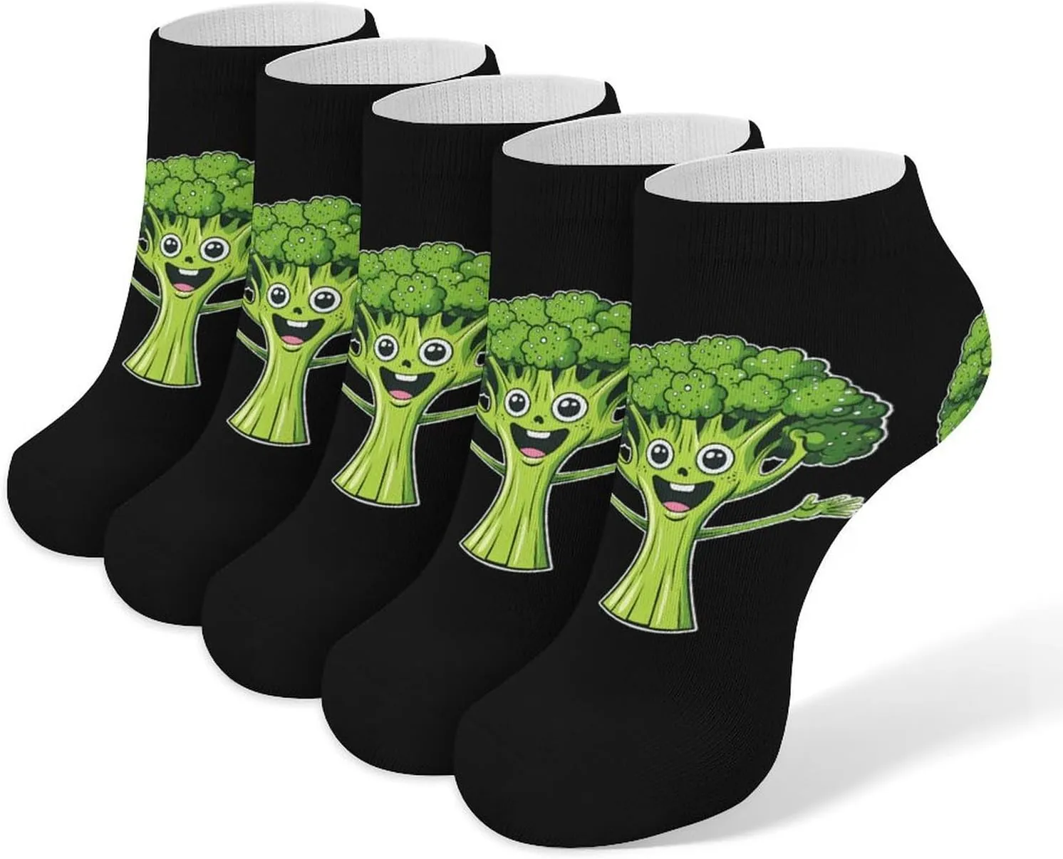 Cute Broccoli 5 Pairs Low Cut Ankle Socks for Men Women Athletic Running Socks No Show Breathable