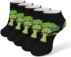 Cute Broccoli 5 Pairs Low Cut Ankle Socks for Men Women Athletic Running Socks No Show Breathable