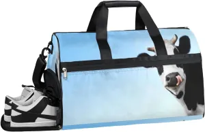Cute Cow Sports Gym Bag with Wet Pocket & Shoes Compartment Waterproof Workout Duffel Bag for Women and Men Weekender Overnight Duffle Bag Travel Carry-on Tote