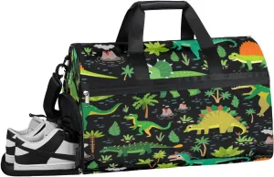 Cute Dinosaur Design Sports Gym Bag with Wet Pocket & Shoes Compartment Waterproof Workout Duffel Bag for Women and Men Weekender Overnight Duffle Bag Travel Carry-on Tote
