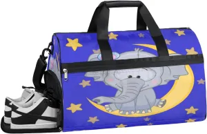 Cute Elephants Theme Sports Gym Bag with Wet Pocket & Shoes Compartment Waterproof Workout Duffel Bag for Women and Men Weekender Overnight Duffle Bag Travel Carry-on Tote