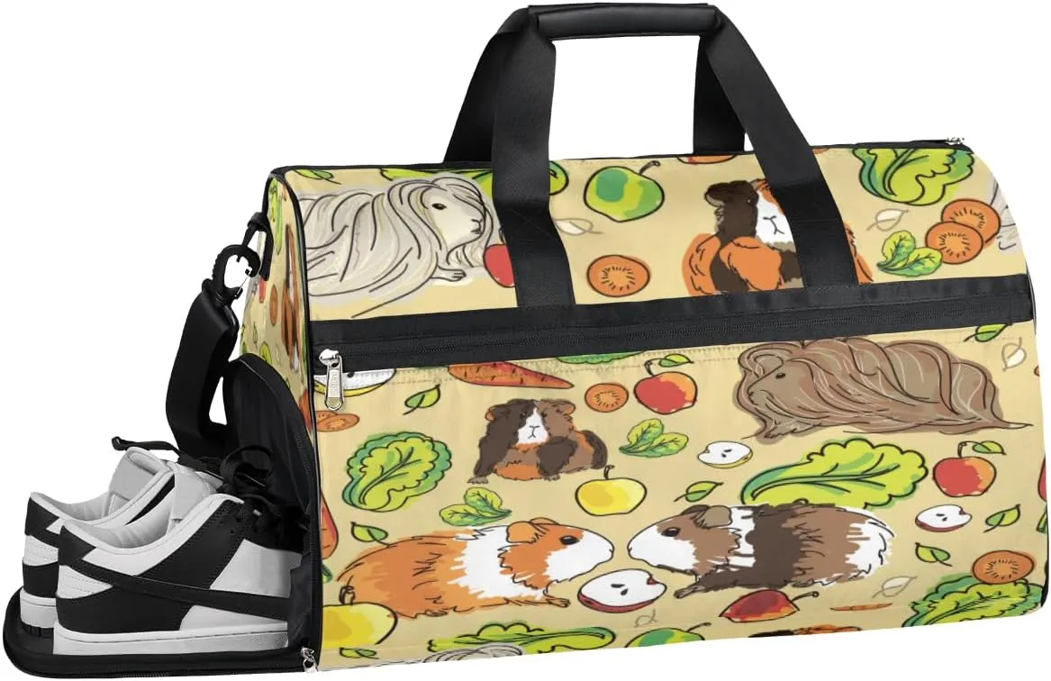 Cute Hamster Animals Sports Gym Bag with Wet Pocket & Shoes Compartment Waterproof Workout Duffel Bag for Women and Men Weekender Overnight Duffle Bag Travel Carry-on Tote