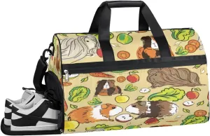 Cute Hamster Animals Sports Gym Bag with Wet Pocket & Shoes Compartment Waterproof Workout Duffel Bag for Women and Men Weekender Overnight Duffle Bag Travel Carry-on Tote